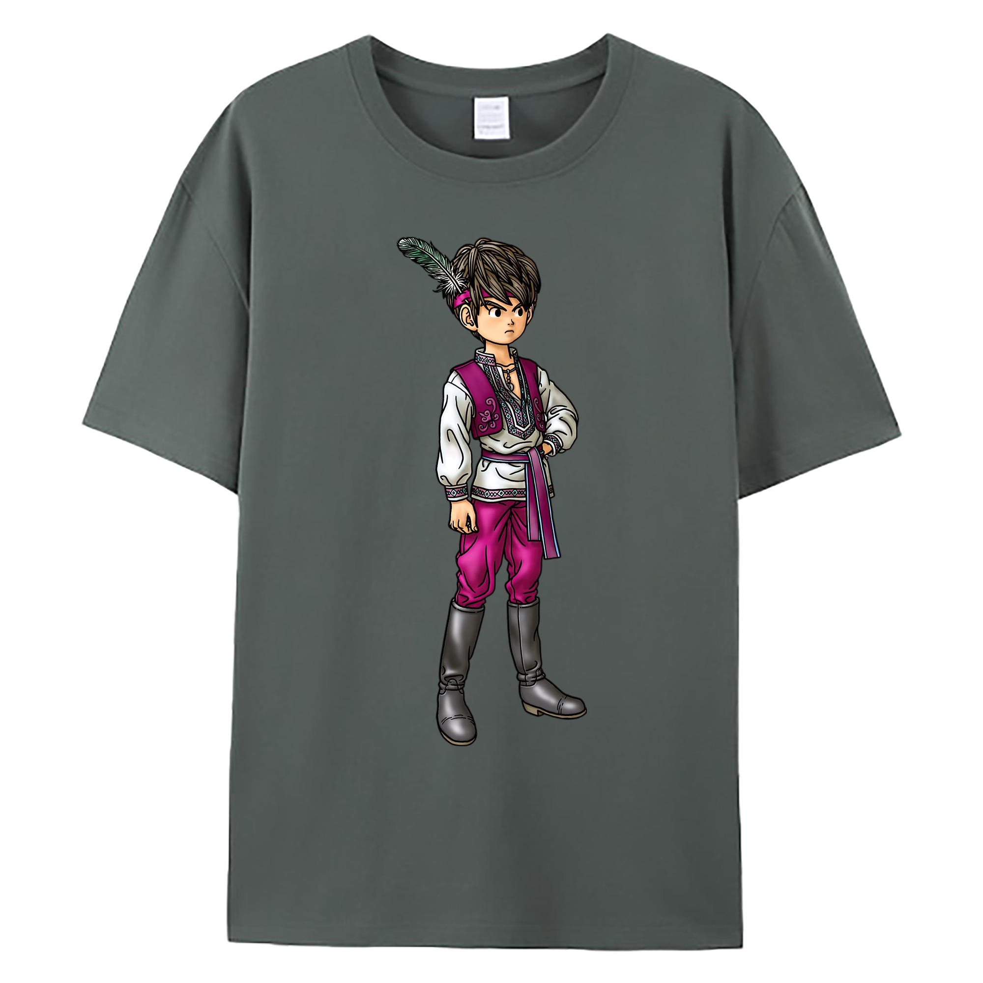 （画像用） ドラゴンクエスト Doragon Kuesuto Dragon Quest 綿100％ メンズ半袖Tシャツ｜肌触りやわらか＆通気性
